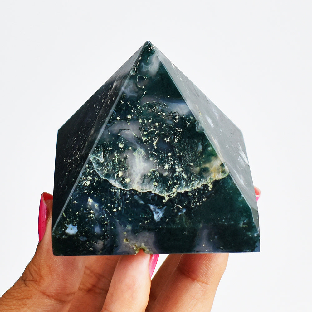 Beautiful 809.00 Carats Genuine Moss Agate Hand Carved  Healing Crystal Gemstone Pyramid Beautiful 809.00 Carats Genuine Moss Agate Hand Carved  Healing Crystal Gemstone Pyramid