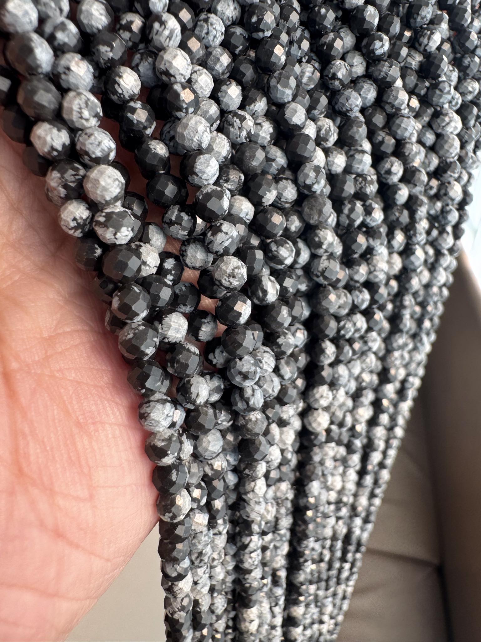 Mega Sale - 100% Genuine Exclusive Snow Flakes Obsidian Faceted Beads Strand Mega Sale - 100% Genuine Exclusive Snow Flakes Obsidian Faceted Beads Strand
