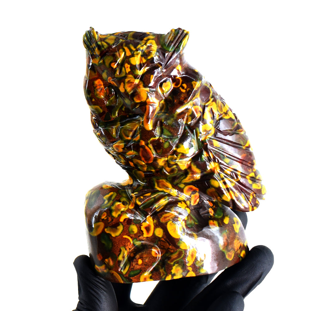 Fabulous 2711.00 Cts Genuine Fruit Jasper Hand Carved Crystal Gemstone Owl Carving Fabulous 2711.00 Cts Genuine Fruit Jasper Hand Carved Crystal Gemstone Owl Carving