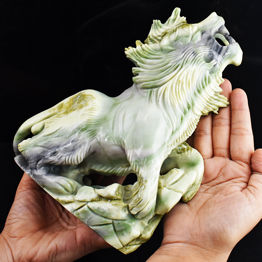 Gorgeous 10195.00 Cts Genuine Serpentine Hand Carved Crystal Gemstone Lion Carving Gorgeous 10195.00 Cts Genuine Serpentine Hand Carved Crystal Gemstone Lion Carving