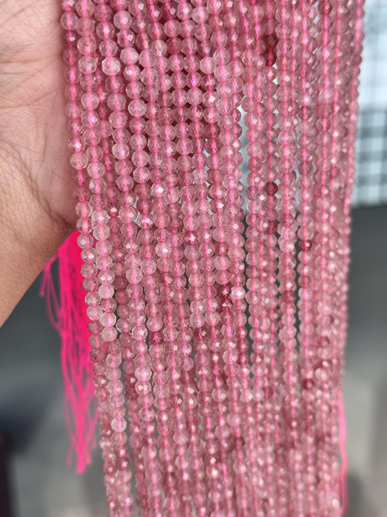 Mega Sale - 100% Genuine Exclusive Strawberry Quartz Faceted Beads Strand Mega Sale - 100% Genuine Exclusive Strawberry Quartz Faceted Beads Strand
