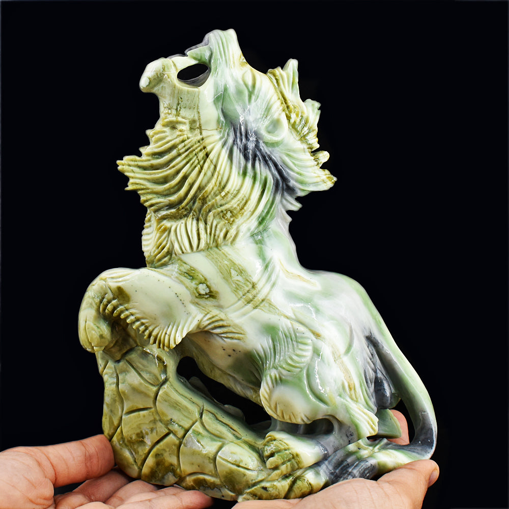 Gorgeous 10195.00 Cts Genuine Serpentine Hand Carved Crystal Gemstone Lion Carving Gorgeous 10195.00 Cts Genuine Serpentine Hand Carved Crystal Gemstone Lion Carving