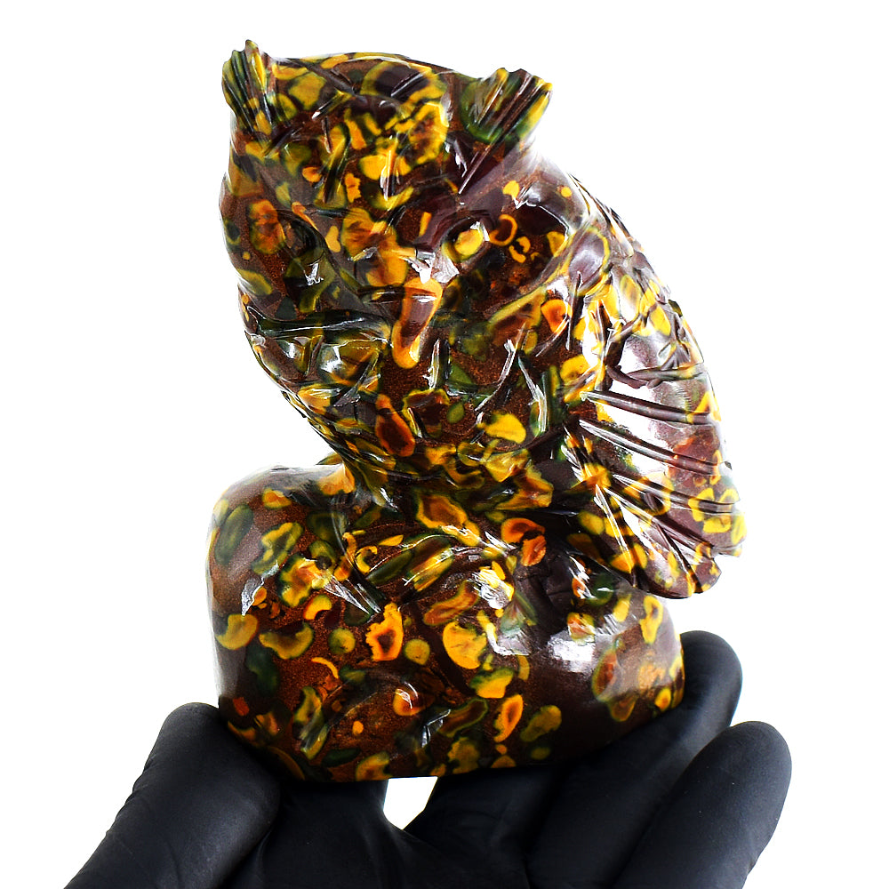 Fabulous 2711.00 Cts Genuine Fruit Jasper Hand Carved Crystal Gemstone Owl Carving Fabulous 2711.00 Cts Genuine Fruit Jasper Hand Carved Crystal Gemstone Owl Carving