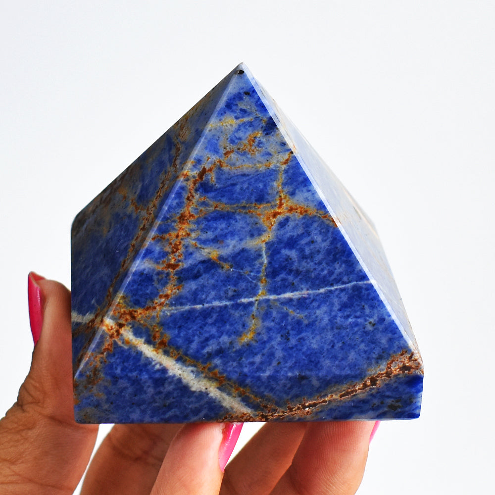 996.00 Carats  Genuine Blue Sodalite Hand Carved  Healing Crystal Pyramid Gemstone Carving 996.00 Carats  Genuine Blue Sodalite Hand Carved  Healing Crystal Pyramid Gemstone Carving