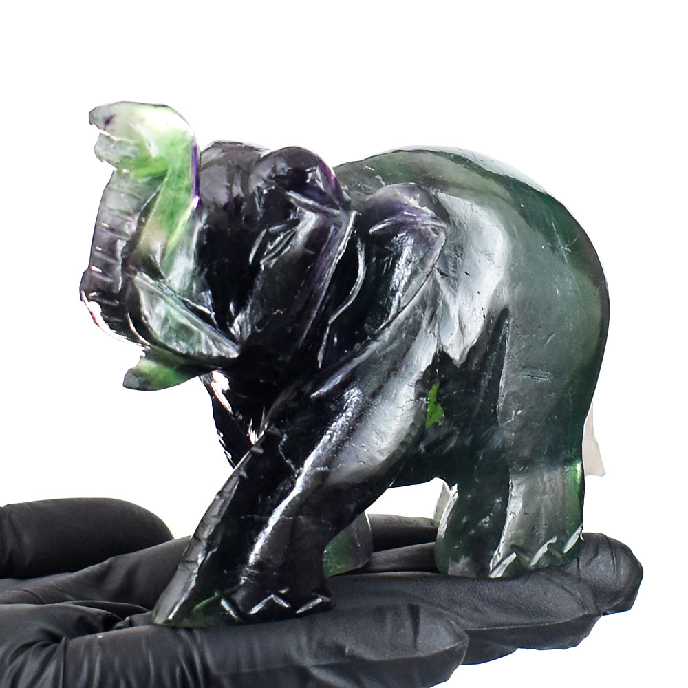 Artisian 1740.00 Cts  Genuine Multicolor  Fluorite Hand Carved Gemstone Elephant Crystal Carving Artisian 1740.00 Cts  Genuine Multicolor  Fluorite Hand Carved Gemstone Elephant Crystal Carving