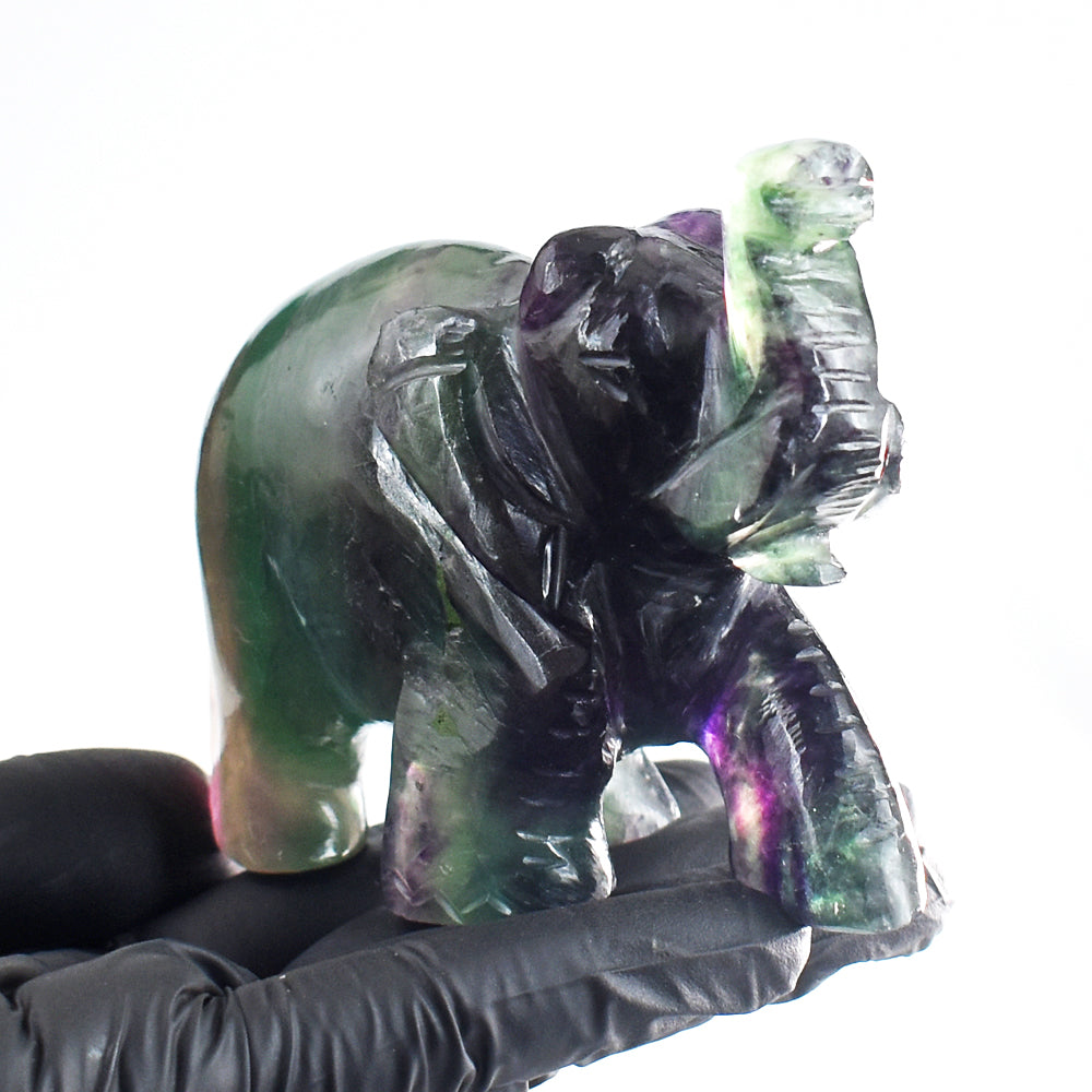 Artisian 1740.00 Cts  Genuine Multicolor  Fluorite Hand Carved Gemstone Elephant Crystal Carving Artisian 1740.00 Cts  Genuine Multicolor  Fluorite Hand Carved Gemstone Elephant Crystal Carving
