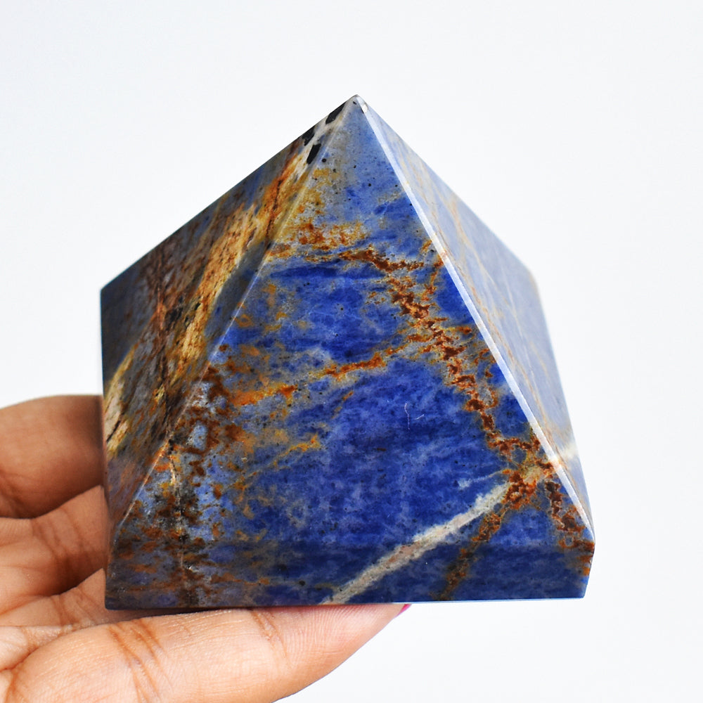 996.00 Carats  Genuine Blue Sodalite Hand Carved  Healing Crystal Pyramid Gemstone Carving 996.00 Carats  Genuine Blue Sodalite Hand Carved  Healing Crystal Pyramid Gemstone Carving