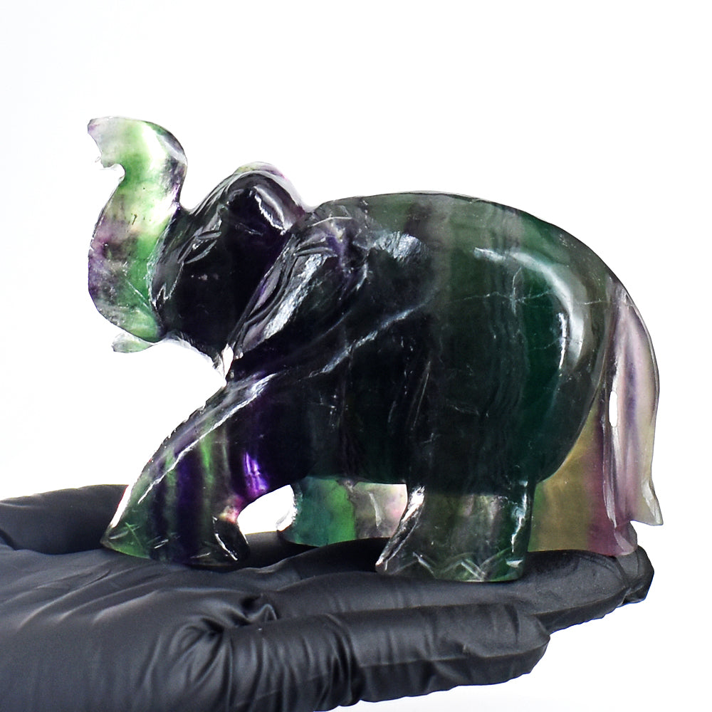 Artisian 1740.00 Cts  Genuine Multicolor  Fluorite Hand Carved Gemstone Elephant Crystal Carving Artisian 1740.00 Cts  Genuine Multicolor  Fluorite Hand Carved Gemstone Elephant Crystal Carving
