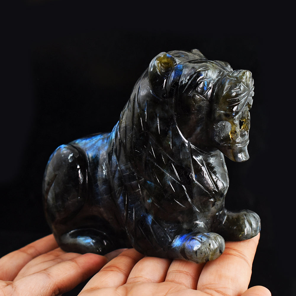 Blue Flash Labradorite  3411.00 Cts Genuine Hand Carved  Crystal Gemstone Lion Carving Blue Flash Labradorite  3411.00 Cts Genuine Hand Carved  Crystal Gemstone Lion Carving