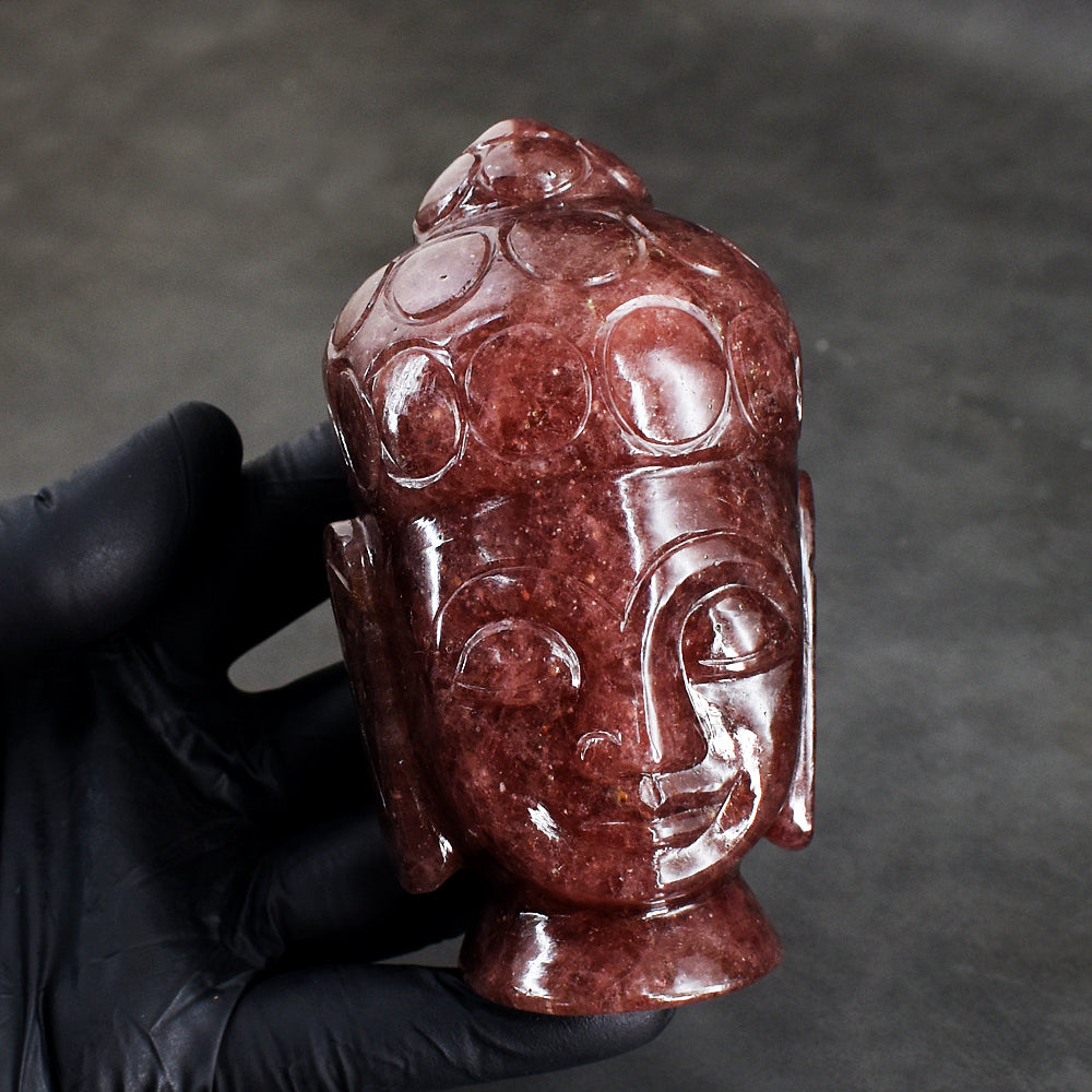 Natural 2118.00 Cts Genuine Strawberry Quartz Hand Carved Buddha Head Crystal Gemstone Carving Natural 2118.00 Cts Genuine Strawberry Quartz Hand Carved Buddha Head Crystal Gemstone Carving