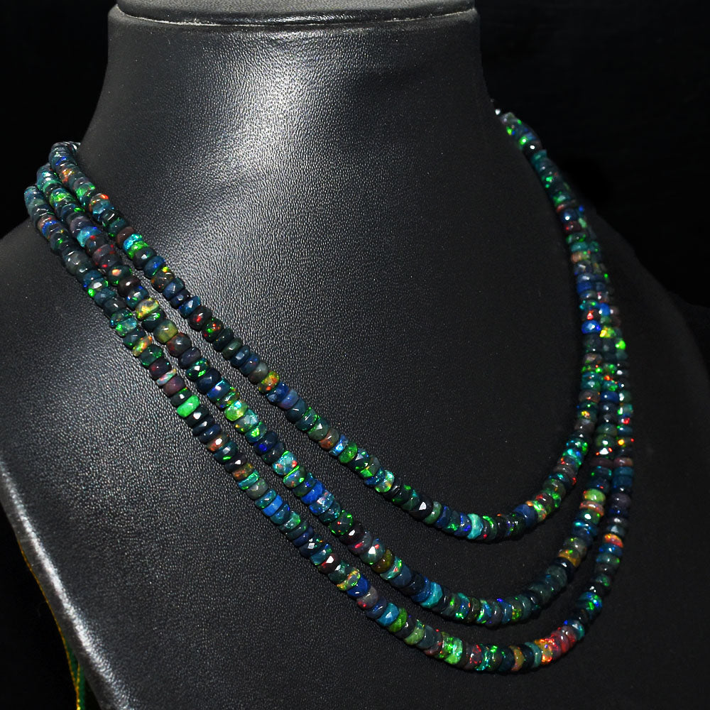 Mega Sale - 100% Fabulous  157.00 Cts Genuine Ethiopian Opal Faceted Beads Necklace Mega Sale - 100% Fabulous  157.00 Cts Genuine Ethiopian Opal Faceted Beads Necklace