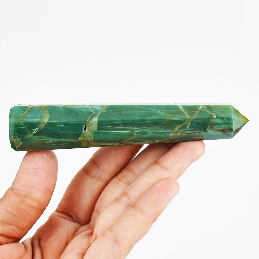 Genuine 430.00 Cts Genuine Green Chalcedony Crystal Specimen Gemstone Healing Point Genuine 430.00 Cts Genuine Green Chalcedony Crystal Specimen Gemstone Healing Point