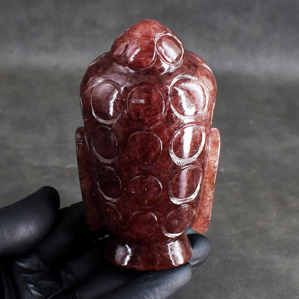 Natural 2118.00 Cts Genuine Strawberry Quartz Hand Carved Buddha Head Crystal Gemstone Carving Natural 2118.00 Cts Genuine Strawberry Quartz Hand Carved Buddha Head Crystal Gemstone Carving