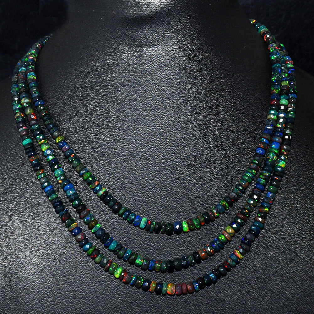 Mega Sale - 100% Fabulous  157.00 Cts Genuine Ethiopian Opal Faceted Beads Necklace Mega Sale - 100% Fabulous  157.00 Cts Genuine Ethiopian Opal Faceted Beads Necklace