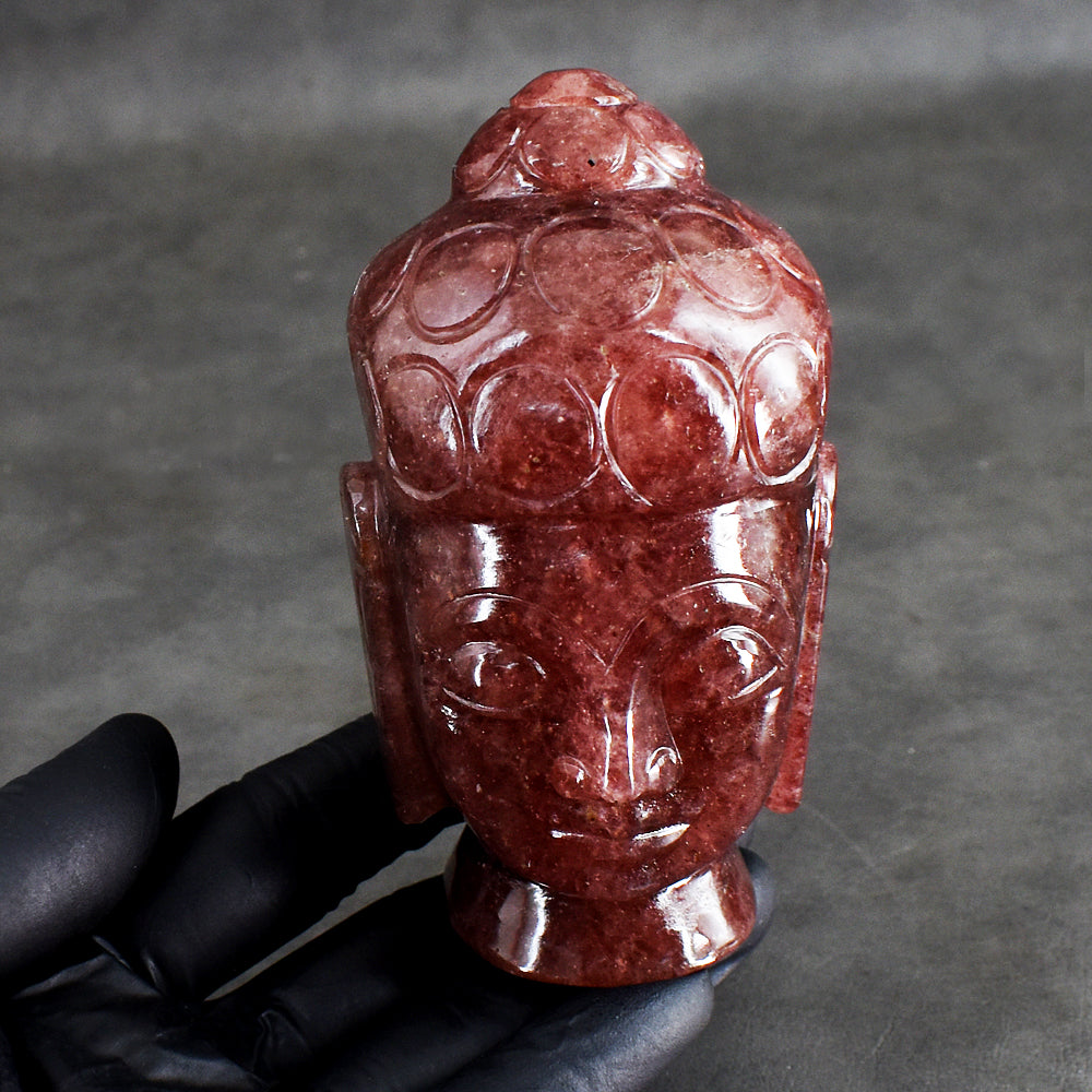 Natural 2118.00 Cts Genuine Strawberry Quartz Hand Carved Buddha Head Crystal Gemstone Carving Natural 2118.00 Cts Genuine Strawberry Quartz Hand Carved Buddha Head Crystal Gemstone Carving