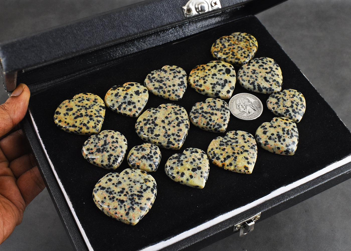 Beautiful 859.00 Carats Genuine  Dalmation Jasper  Untreated  Gemstone Heart  Cabochon  Lot Beautiful 859.00 Carats Genuine  Dalmation Jasper  Untreated  Gemstone Heart  Cabochon  Lot