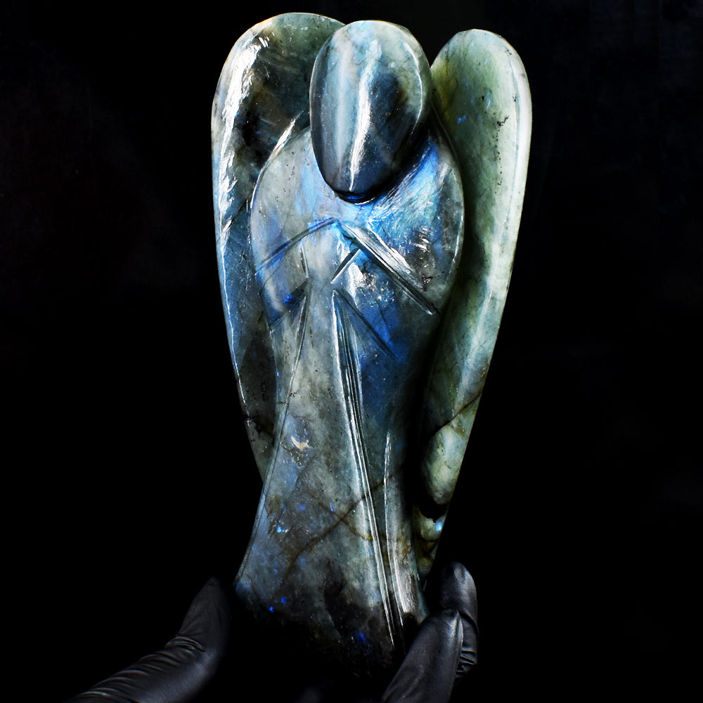 Awesome 3189.00 Cts Genuine Blue Flash Labradorite Hand Carved Gemstone Healing Praying Angel Awesome 3189.00 Cts Genuine Blue Flash Labradorite Hand Carved Gemstone Healing Praying Angel
