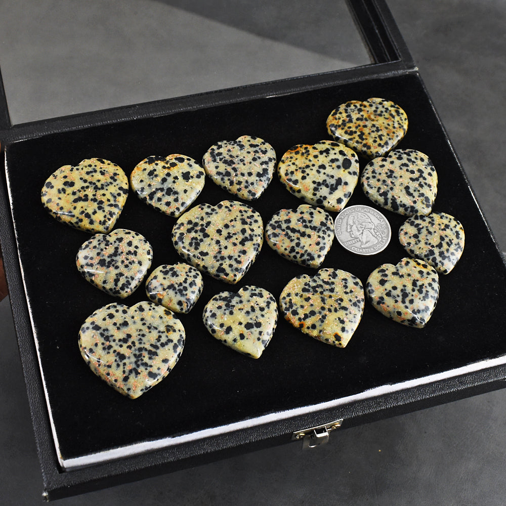 Beautiful 859.00 Carats Genuine  Dalmation Jasper  Untreated  Gemstone Heart  Cabochon  Lot Beautiful 859.00 Carats Genuine  Dalmation Jasper  Untreated  Gemstone Heart  Cabochon  Lot
