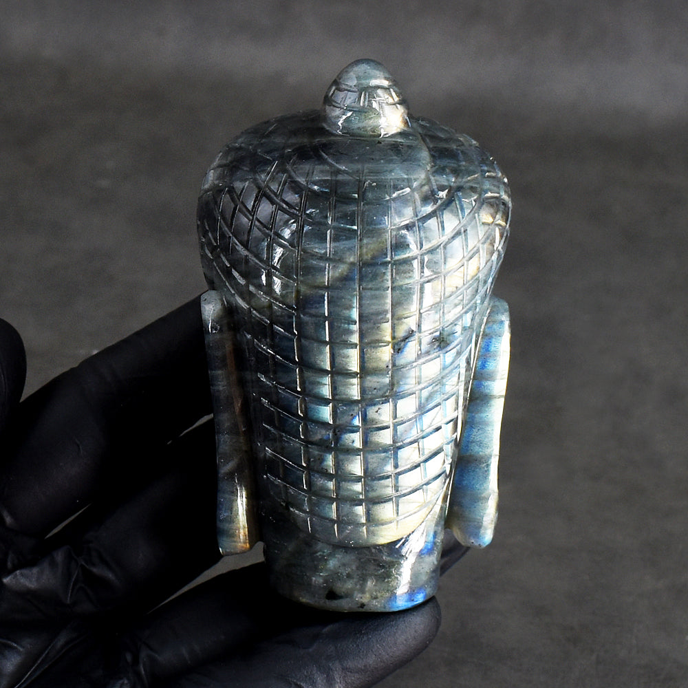 Awesome 1344.00 Cts Genuine Golden & Blue Flash Labradorite Hand Carved Crystal Gemstone Buddha Head Carving Awesome 1344.00 Cts Genuine Golden & Blue Flash Labradorite Hand Carved Crystal Gemstone Buddha Head Carving