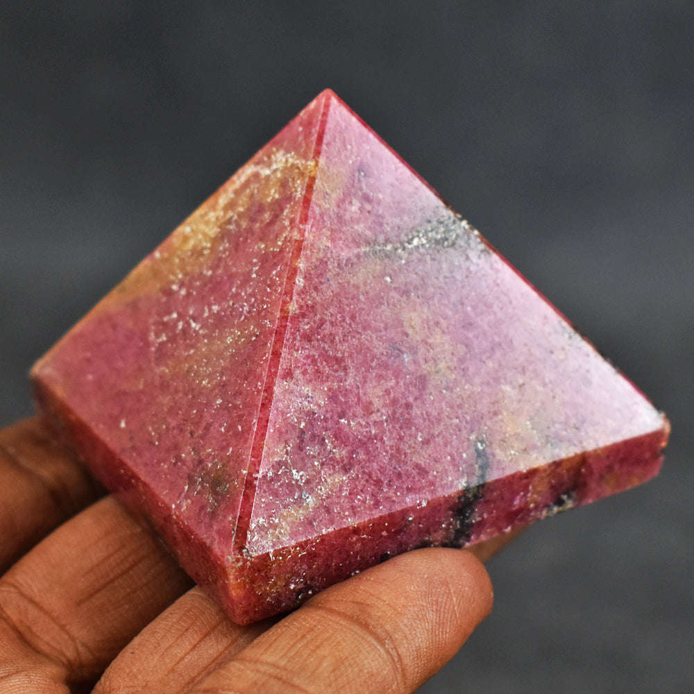 gemsmore:Amazing  Pink  Rhodonite  Genuine Hand Carved Healing Pyramid Gemstone gemsmore:Amazing  Pink  Rhodonite  Genuine Hand Carved Healing Pyramid Gemstone