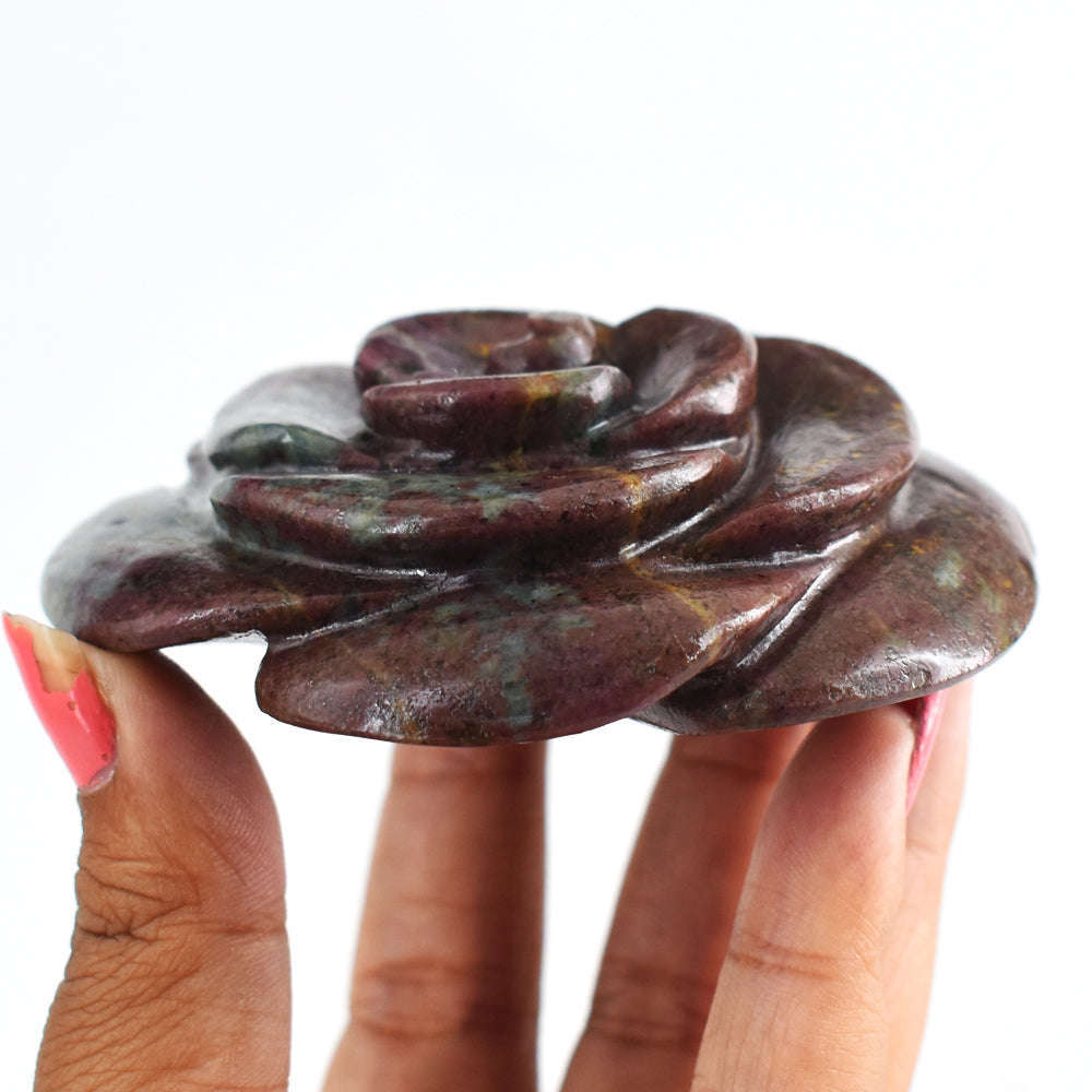 gemsmore:Awesome  1022.00 Cts  Ruby  In  Kyanite  Genuine  Hand Carved  Genuine Carving Rose gemsmore:Awesome  1022.00 Cts  Ruby  In  Kyanite  Genuine  Hand Carved  Genuine Carving Rose