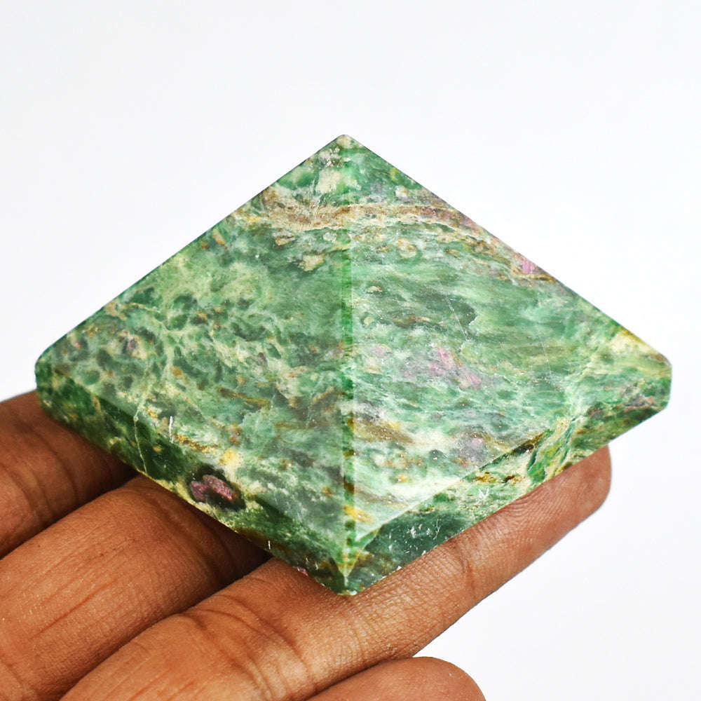 gemsmore:Awesome 346.00 Cts Genuine Pink In Ruby Fuchsite Hand Carved  Healing Pyramid gemsmore:Awesome 346.00 Cts Genuine Pink In Ruby Fuchsite Hand Carved  Healing Pyramid