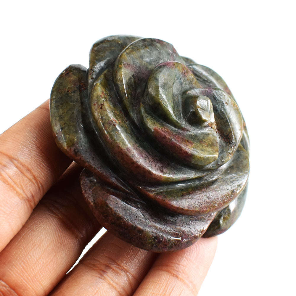 gemsmore:Awesome  432.00 Cts  Ruby  In  Kyanite   Genuine   Hand  Carved  Genuine  Carving  Rose gemsmore:Awesome  432.00 Cts  Ruby  In  Kyanite   Genuine   Hand  Carved  Genuine  Carving  Rose
