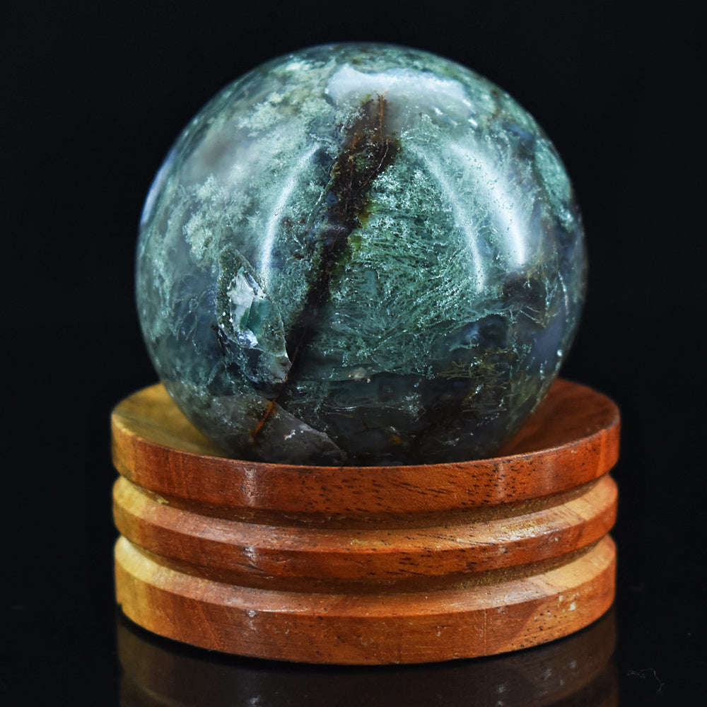 gemsmore:Beautiful  Moss Agate  Hand  Carved  Genuine  758.00 Carats  Healing Sphere gemsmore:Beautiful  Moss Agate  Hand  Carved  Genuine  758.00 Carats  Healing Sphere