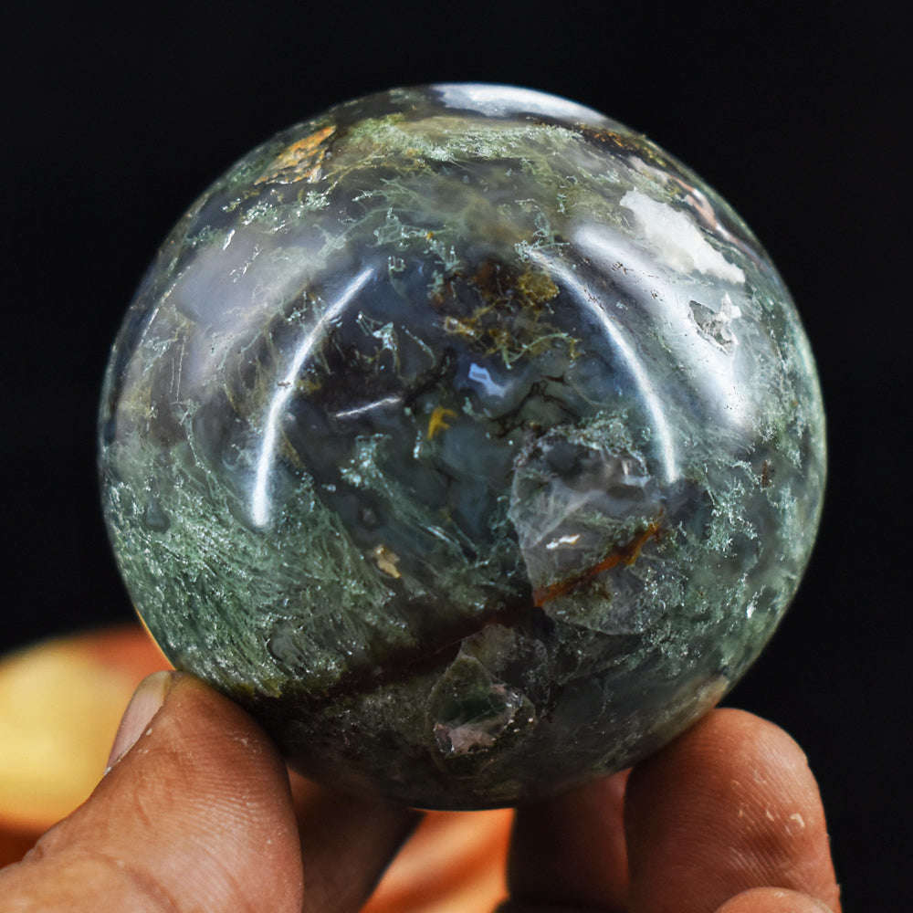 gemsmore:Beautiful  Moss Agate  Hand  Carved  Genuine  758.00 Carats  Healing Sphere gemsmore:Beautiful  Moss Agate  Hand  Carved  Genuine  758.00 Carats  Healing Sphere