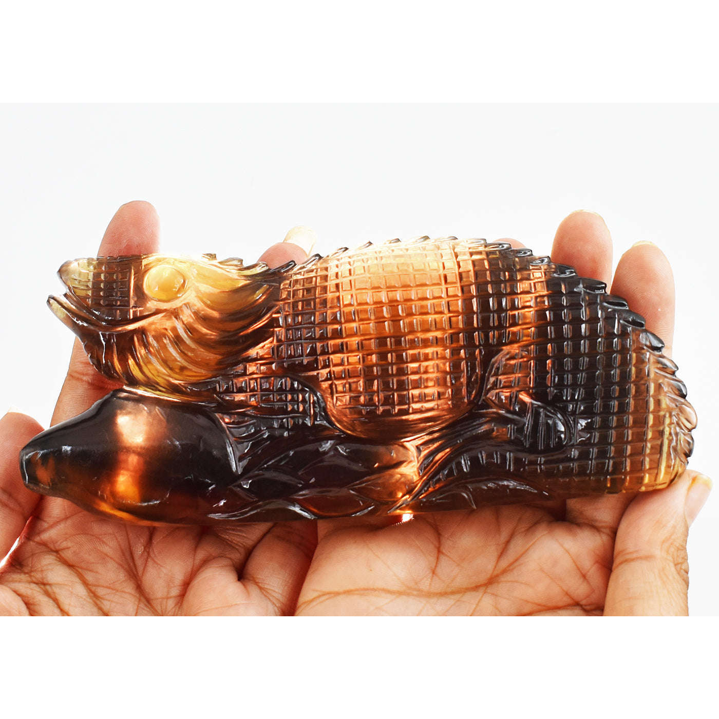 gemsmore:Craftsmen Multicolor Fluorite Hand Carved Genuine Crystal Gemstone Carving Chameleon gemsmore:Craftsmen Multicolor Fluorite Hand Carved Genuine Crystal Gemstone Carving Chameleon