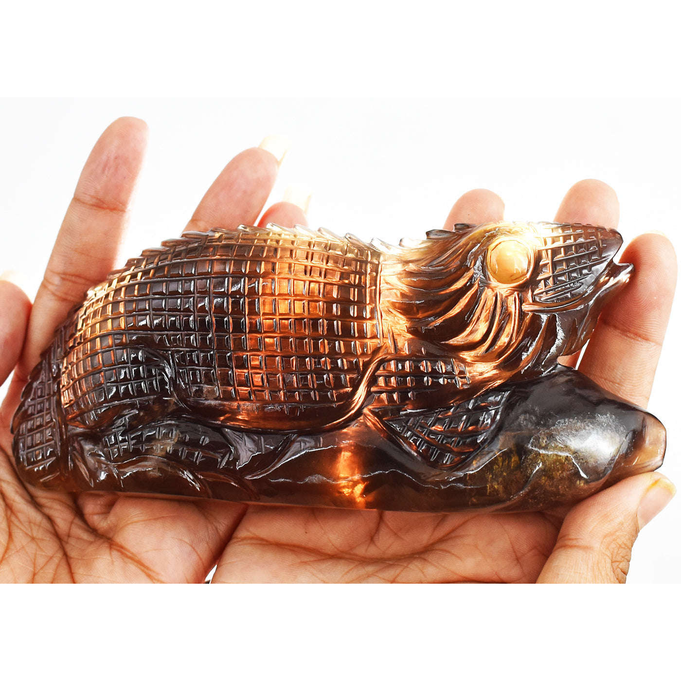gemsmore:Craftsmen Multicolor Fluorite Hand Carved Genuine Crystal Gemstone Carving Chameleon gemsmore:Craftsmen Multicolor Fluorite Hand Carved Genuine Crystal Gemstone Carving Chameleon