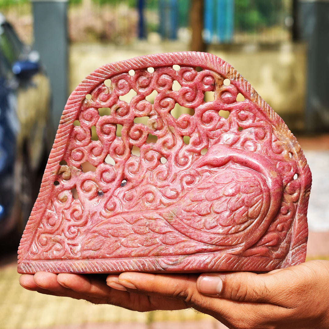 gemsmore:Exclusive 11550.00  Cts  Genuine Rhodonite Hand Carved Genuine Crystal Gemstone Carving Sleeping Lord Buddha gemsmore:Exclusive 11550.00  Cts  Genuine Rhodonite Hand Carved Genuine Crystal Gemstone Carving Sleeping Lord Buddha