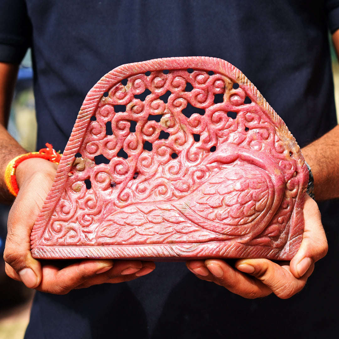 gemsmore:Exclusive 11550.00  Cts  Genuine Rhodonite Hand Carved Genuine Crystal Gemstone Carving Sleeping Lord Buddha gemsmore:Exclusive 11550.00  Cts  Genuine Rhodonite Hand Carved Genuine Crystal Gemstone Carving Sleeping Lord Buddha