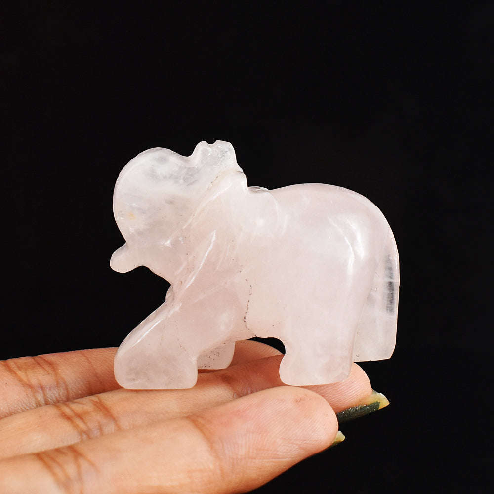 gemsmore:Exclusive 174.00  Cts  Genuine Rose  Quartz Hand Carved  Crystal  Gemstone  Carving Elephant gemsmore:Exclusive 174.00  Cts  Genuine Rose  Quartz Hand Carved  Crystal  Gemstone  Carving Elephant