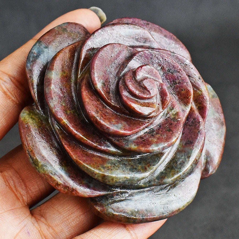 gemsmore:Exclusive  864.00 Cts  Ruby  In  Kyanite  Genuine  Hand Carved Genuine Carving Rose gemsmore:Exclusive  864.00 Cts  Ruby  In  Kyanite  Genuine  Hand Carved Genuine Carving Rose