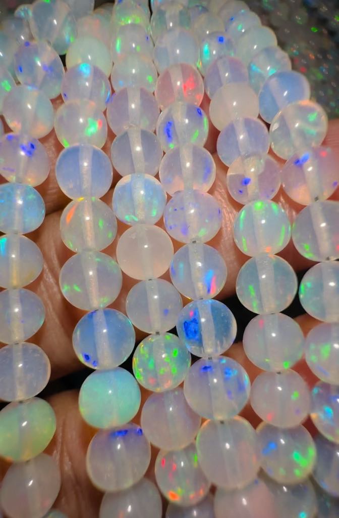 100% Genuine Top Flashy Natural Ethiopian Round Opals Beads Strand SALE 100% Genuine Top Flashy Natural Ethiopian Round Opals Beads Strand SALE