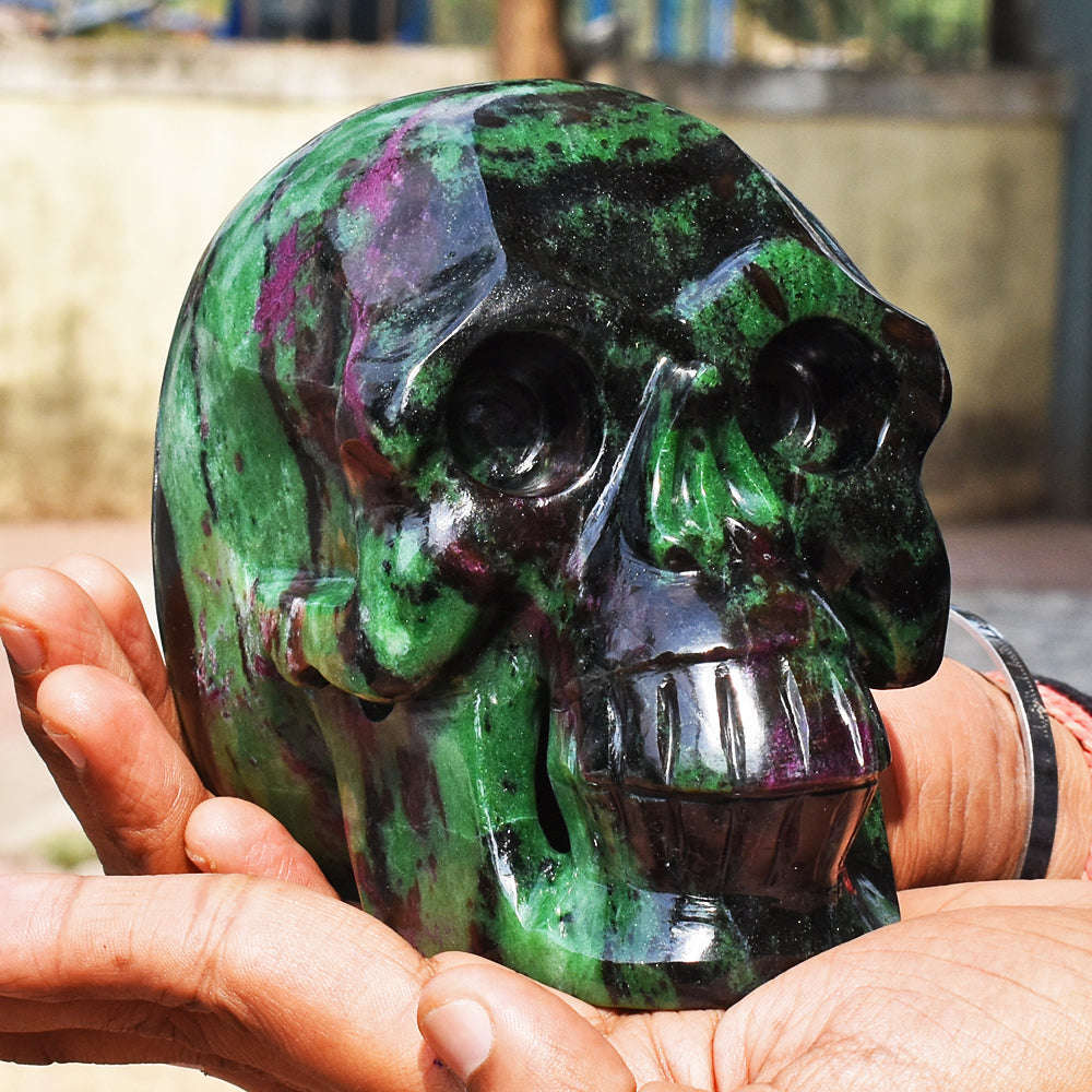 gemsmore:Gorgeous 14725.00  Cts Genuine Ruby Zosite  Hand Carved  Crystal Gemstone  Skull Carving gemsmore:Gorgeous 14725.00  Cts Genuine Ruby Zosite  Hand Carved  Crystal Gemstone  Skull Carving