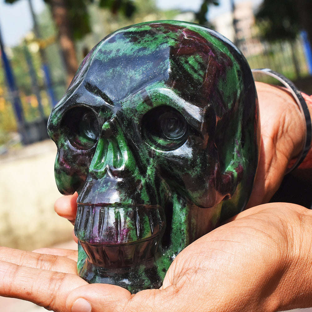 gemsmore:Gorgeous 14725.00  Cts Genuine Ruby Zosite  Hand Carved  Crystal Gemstone  Skull Carving gemsmore:Gorgeous 14725.00  Cts Genuine Ruby Zosite  Hand Carved  Crystal Gemstone  Skull Carving