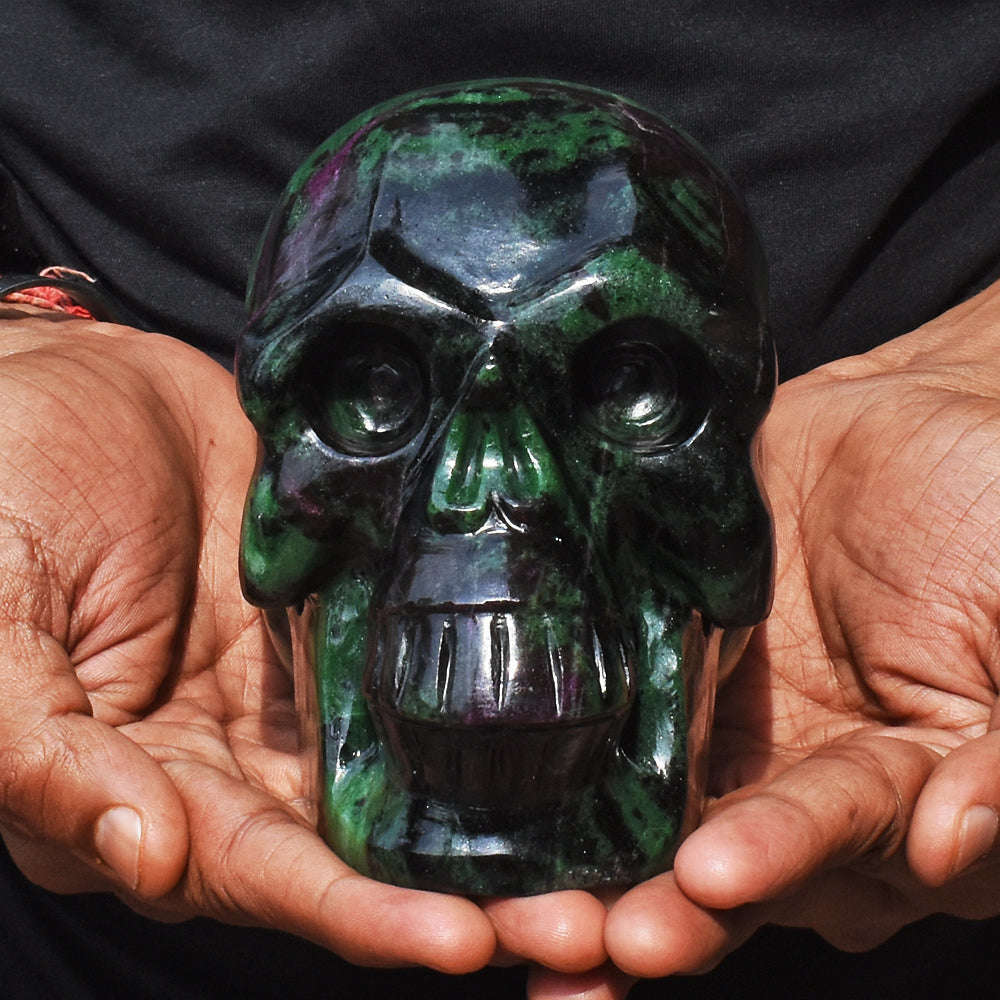gemsmore:Gorgeous 14725.00  Cts Genuine Ruby Zosite  Hand Carved  Crystal Gemstone  Skull Carving gemsmore:Gorgeous 14725.00  Cts Genuine Ruby Zosite  Hand Carved  Crystal Gemstone  Skull Carving