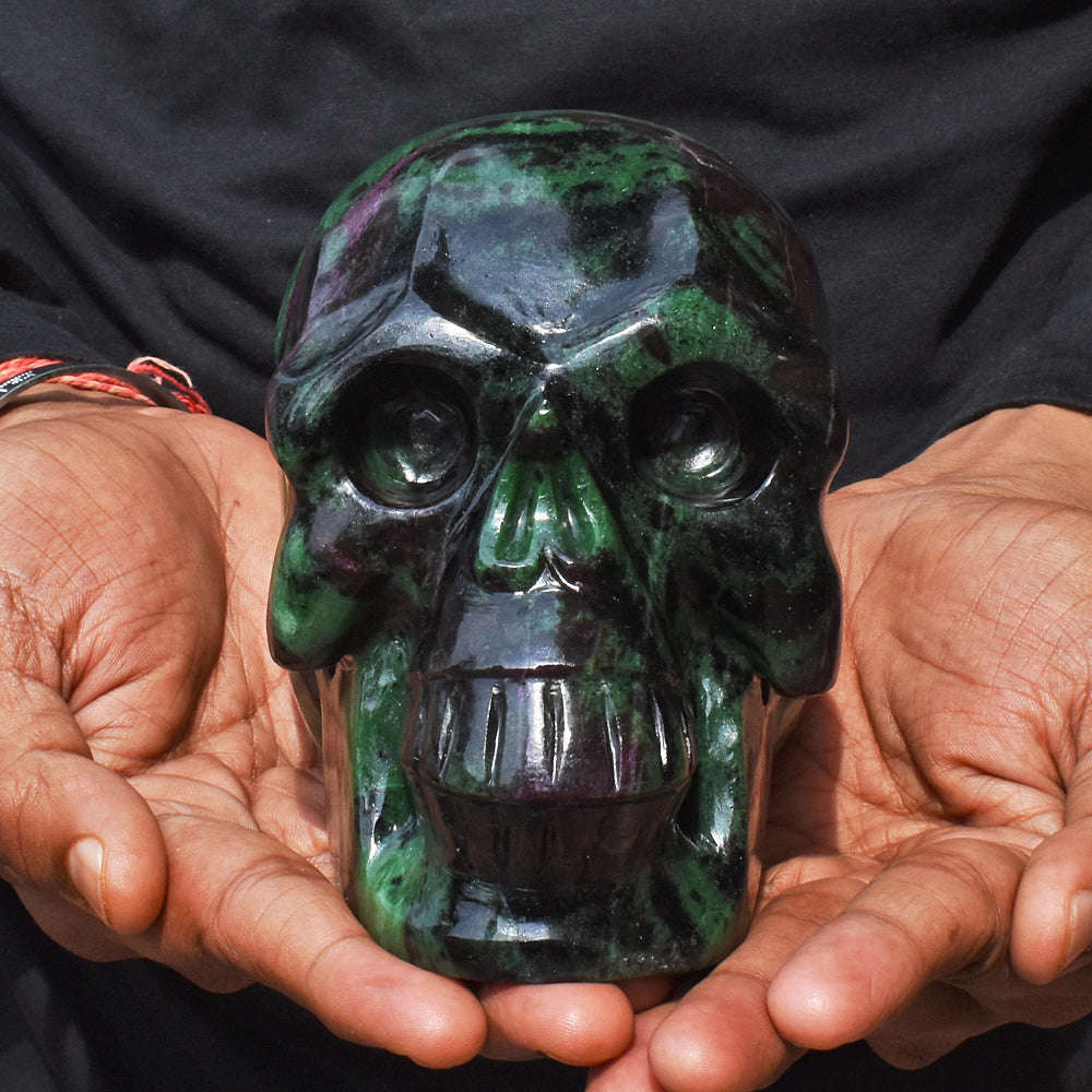 gemsmore:Gorgeous 14725.00  Cts Genuine Ruby Zosite  Hand Carved  Crystal Gemstone  Skull Carving gemsmore:Gorgeous 14725.00  Cts Genuine Ruby Zosite  Hand Carved  Crystal Gemstone  Skull Carving