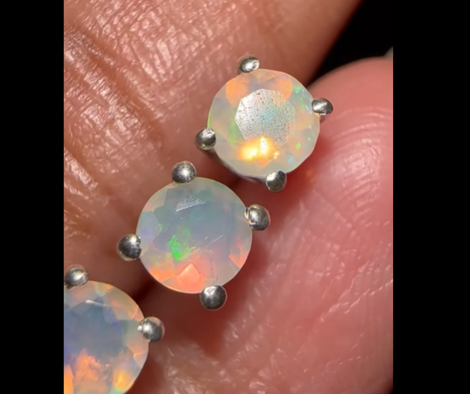 100% Genuine Top Flashy Ethiopian Opals Earring Pair Faceted .925 sterling silver 100% Genuine Top Flashy Ethiopian Opals Earring Pair Faceted .925 sterling silver