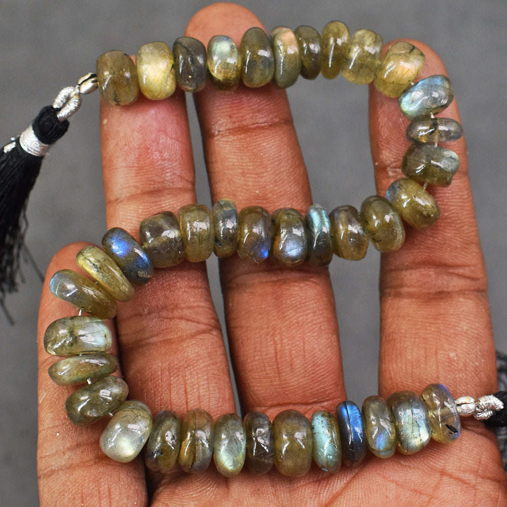 gemsmore:08 Inches Natural 158 Carats Genuine Amazing Flash Labradorite Beads Strand gemsmore:08 Inches Natural 158 Carats Genuine Amazing Flash Labradorite Beads Strand