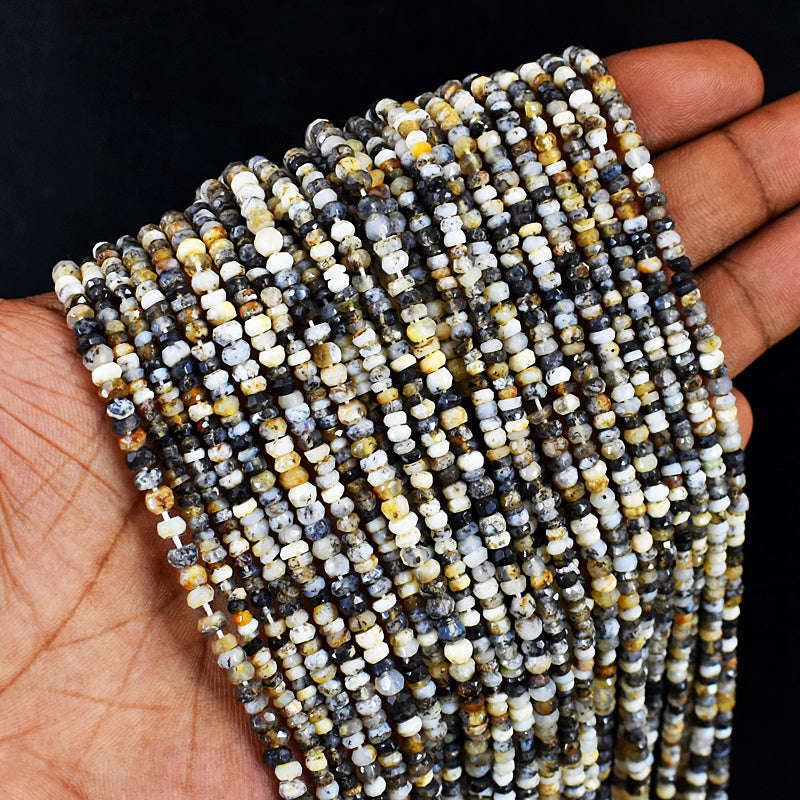 gemsmore:1 pc 02-03mm Faceted Dendrite Opal Drilled Beads Strand 13 inches gemsmore:1 pc 02-03mm Faceted Dendrite Opal Drilled Beads Strand 13 inches