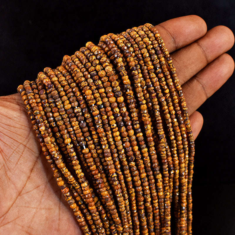 gemsmore:1 pc 02-03mm Faceted Golden Art Jasper Drilled Beads Strand 13 inches gemsmore:1 pc 02-03mm Faceted Golden Art Jasper Drilled Beads Strand 13 inches