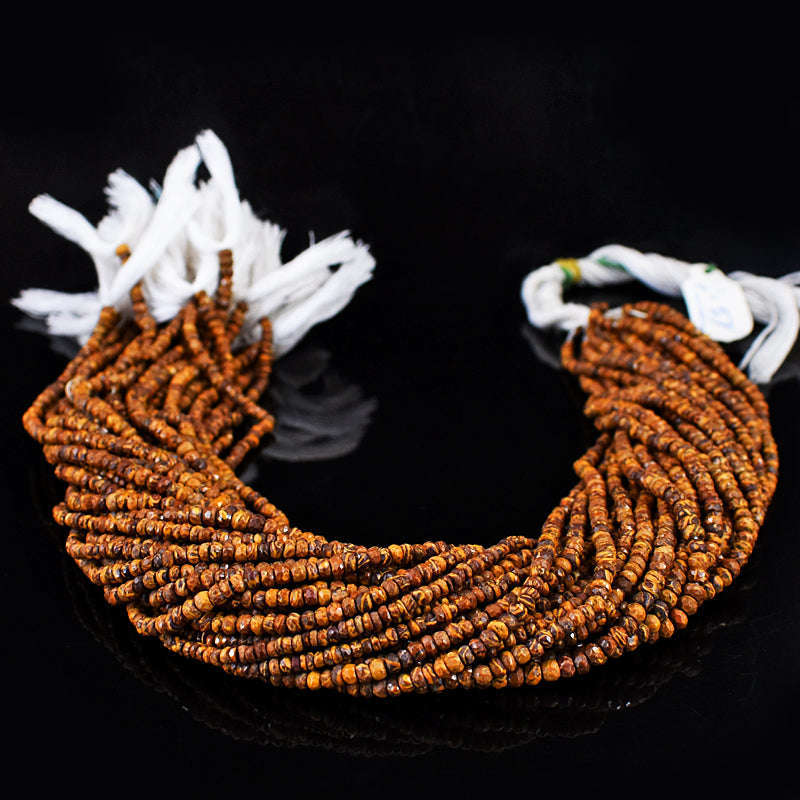 gemsmore:1 pc 02-03mm Faceted Golden Art Jasper Drilled Beads Strand 13 inches gemsmore:1 pc 02-03mm Faceted Golden Art Jasper Drilled Beads Strand 13 inches