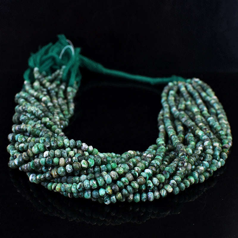 gemsmore:1 pc 04-05mm Faceted Untreated Emerald Drilled Beads Strand 13 inches gemsmore:1 pc 04-05mm Faceted Untreated Emerald Drilled Beads Strand 13 inches