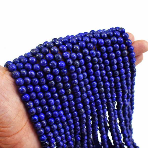 gemsmore:1 pc 06mm Lapis Lazuli Drilled Beads Strand 13 inches