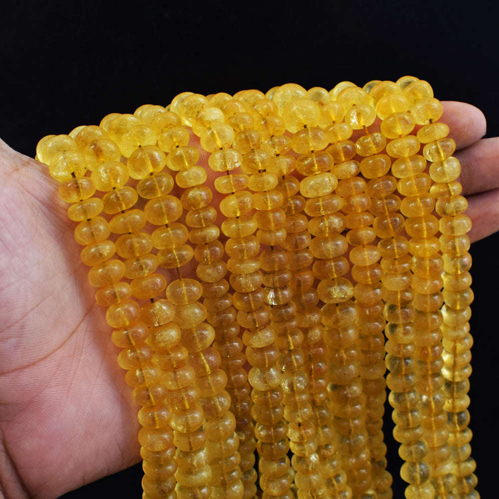 gemsmore:1 pc 07-08mm Lemon Quartz  Drilled Beads Strand 13 inches gemsmore:1 pc 07-08mm Lemon Quartz  Drilled Beads Strand 13 inches