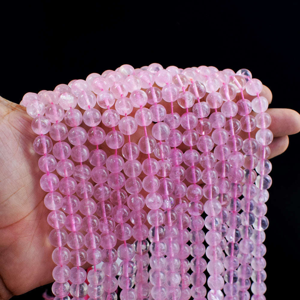 gemsmore:1 pc 07mm Rose Quartz Drilled Beads Strand 13 inches gemsmore:1 pc 07mm Rose Quartz Drilled Beads Strand 13 inches