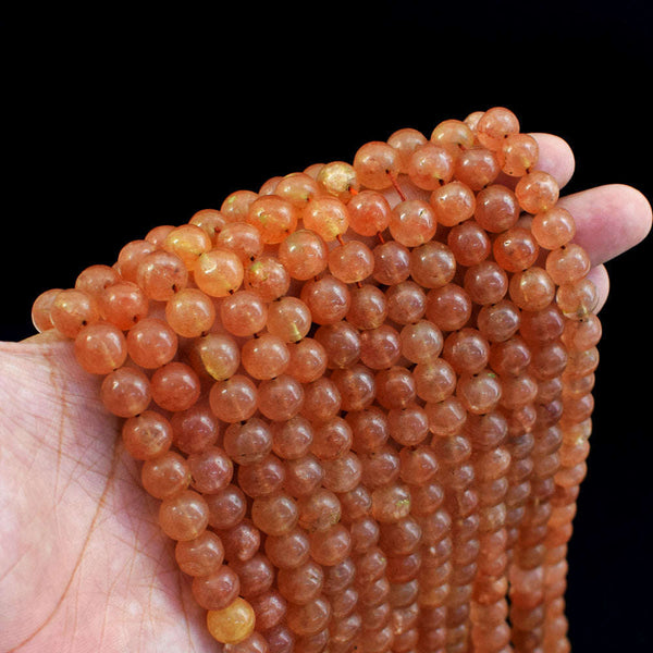 gemsmore:1 pc 08mm Aventurine Drilled Beads Strand 12 inches